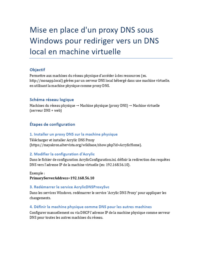 Proxy DNS sous Windows pour VM | PDF