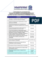 CRONOGRAMA DE ACTIVIDADES DEL PROCESO DE ADMISION A RESIDENTADO MEDICO 2012 (Modificado y Aprobado en Sesión Ordinaria de CONAREME del 13.04.12)