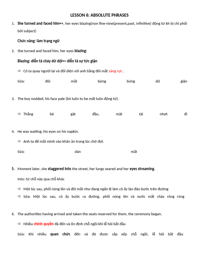 E-V U Absolute Phrases | PDF