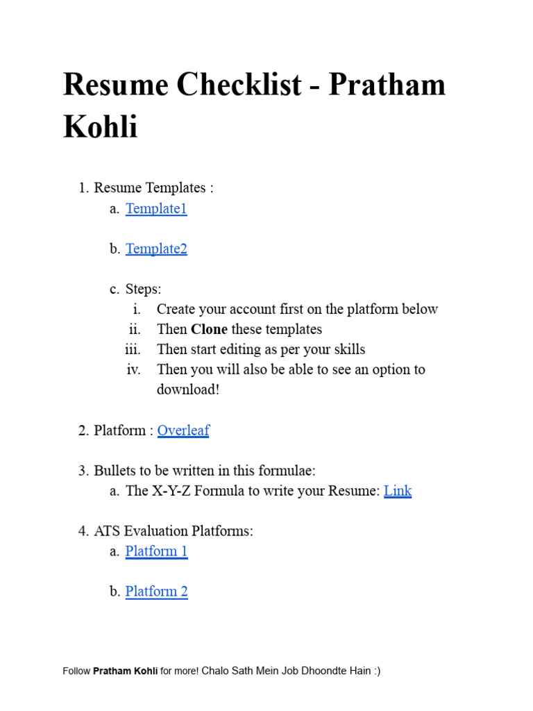 Essential Resume Checklist Guide | PDF