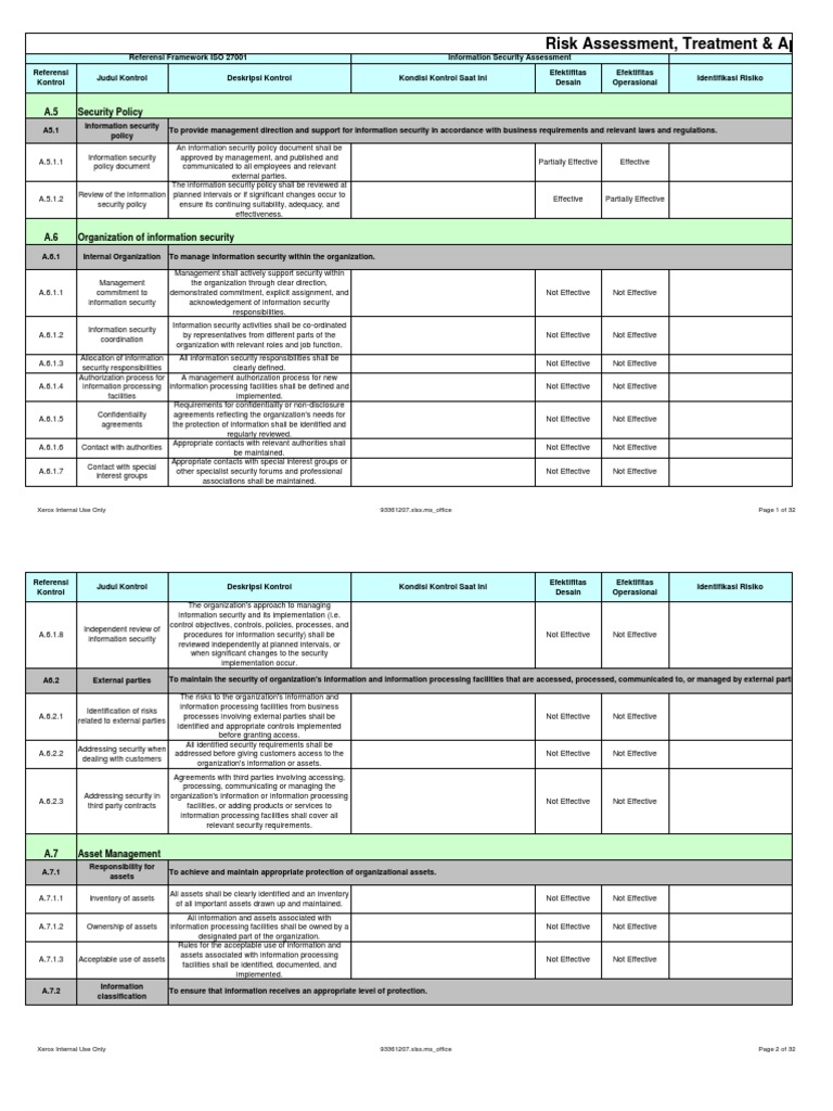 ISO 27001 Risk Assessment Template | PDF | Information Security ...