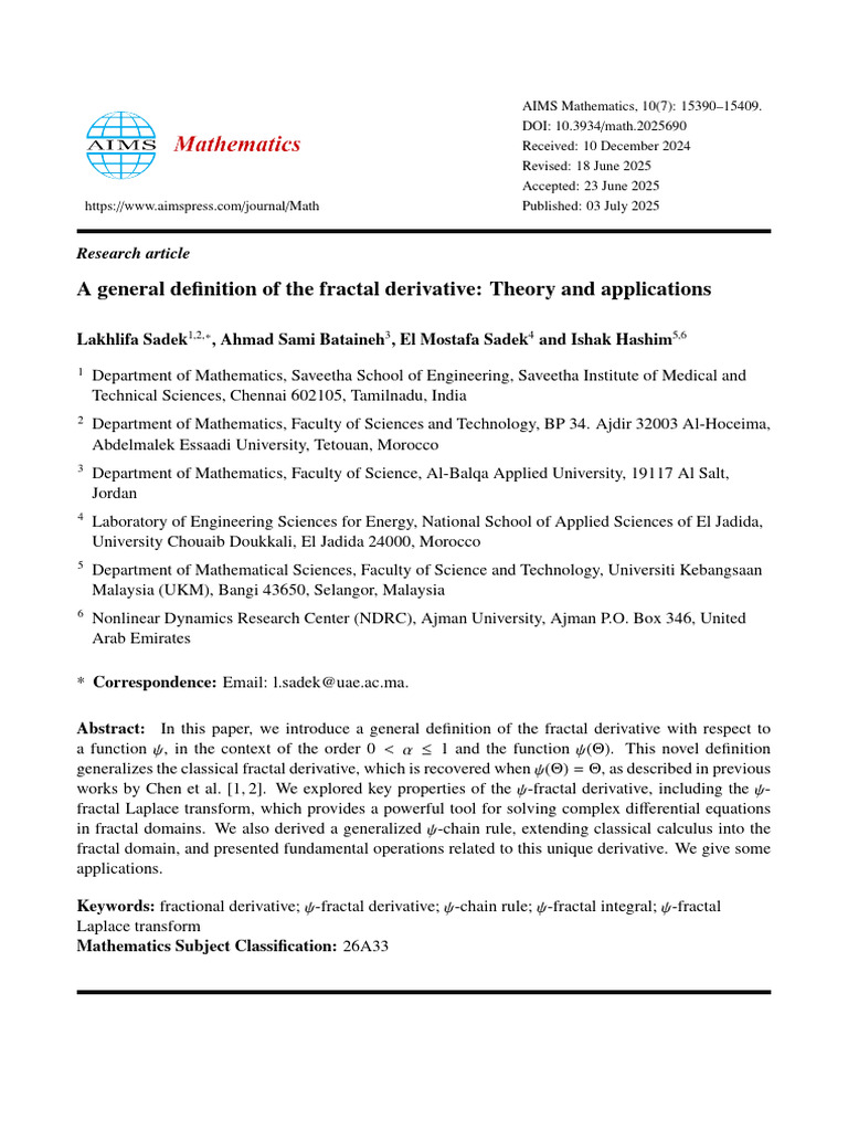 A General Definition of The Fractal Derivative The | PDF | Theorem ...