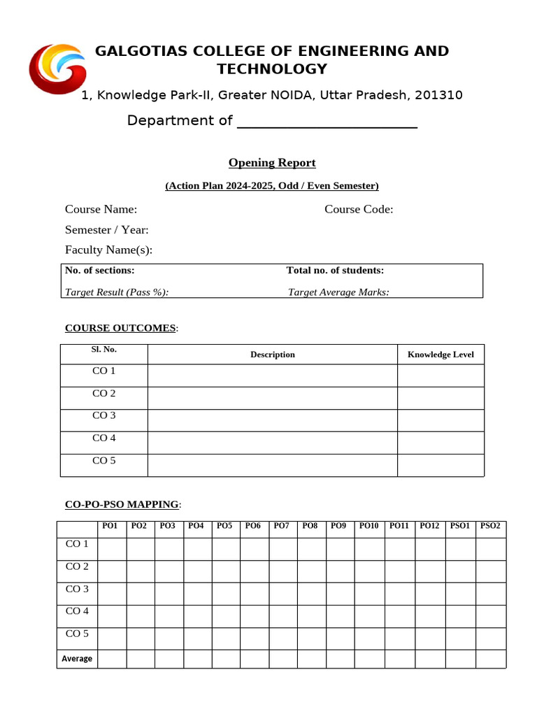 Action Plan 2024-2025 for Engineering Courses | PDF | Massive Open ...