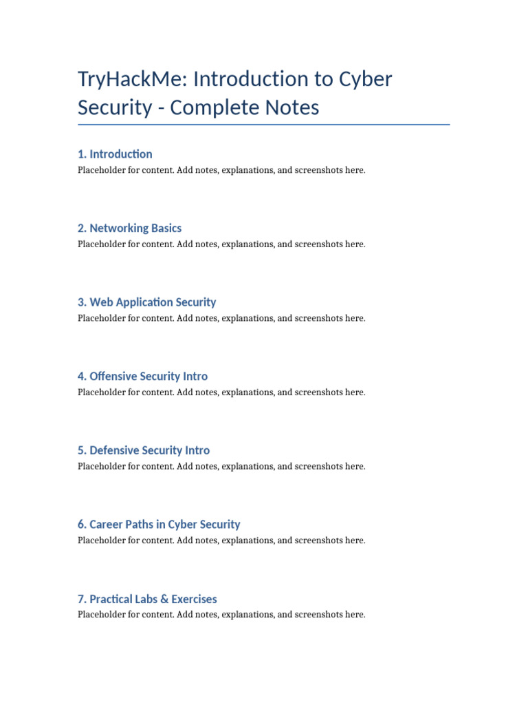 TryHackMe Intro to Cyber Security Notes | PDF