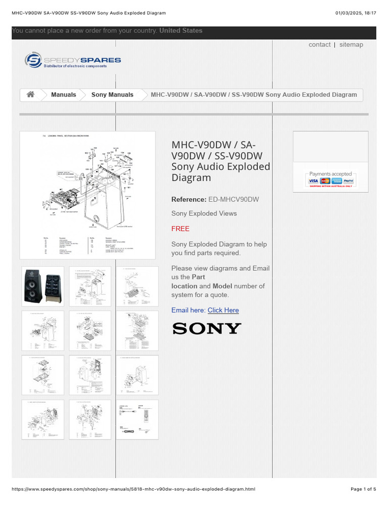 MHC-V90DW SA-V90DW SS-V90DW Sony Audio Exploded Diagram | PDF | Sony