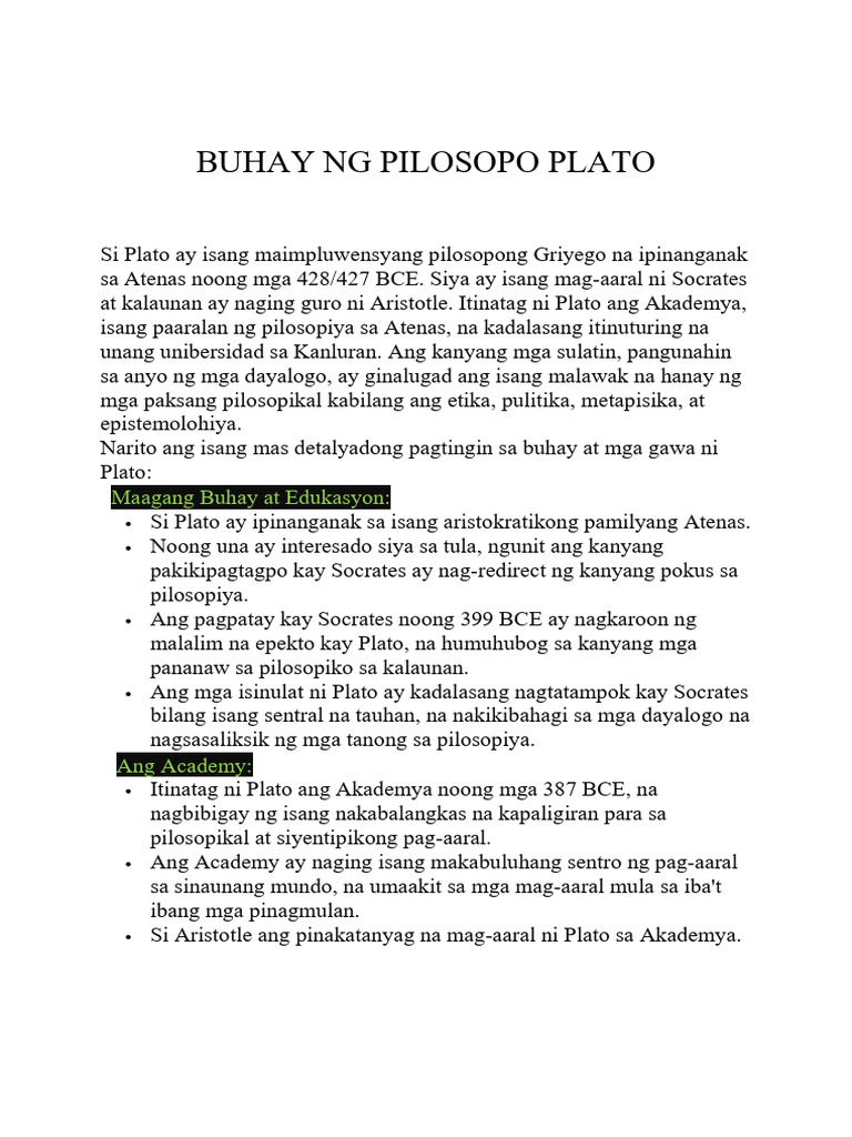 Pilosopo Plato | PDF