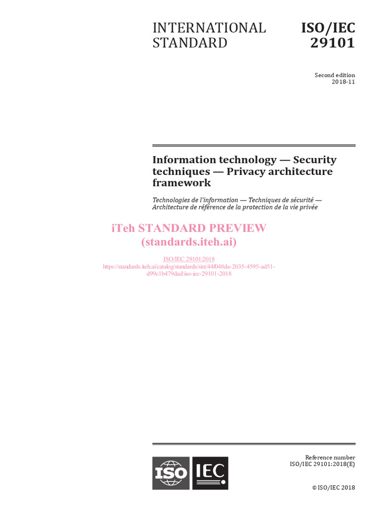 ISO/IEC 29101 Privacy Framework | PDF | Privacy | International ...