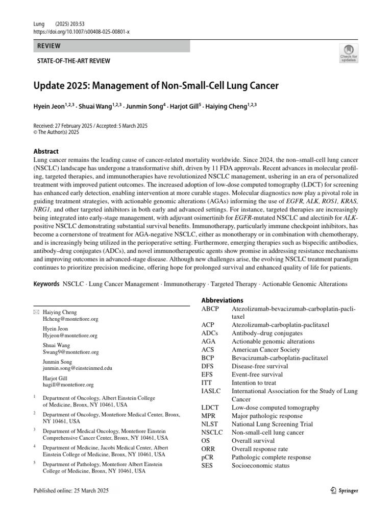 2025 NSCLC Management Update | PDF | Lung Cancer | Immunotherapy