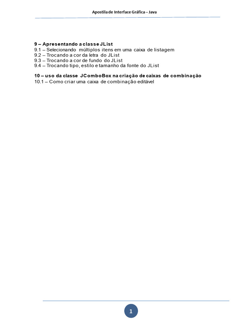 JList e JComboBox em Java: Guia Prático | PDF | Classe (programação de ...