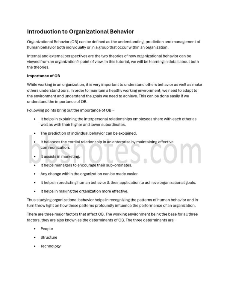 Understanding Organizational Behavior | PDF | Organizational Behavior ...