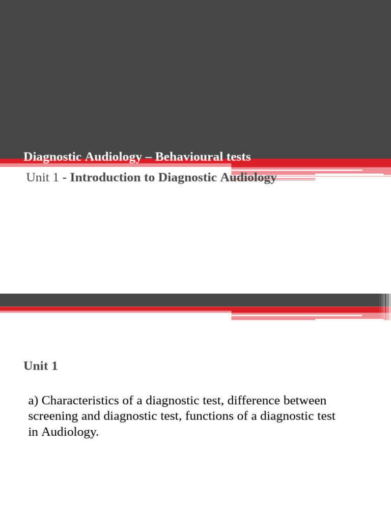 Diagnostic Audiology: Test Procedures Explained | PDF | Sensitivity And ...