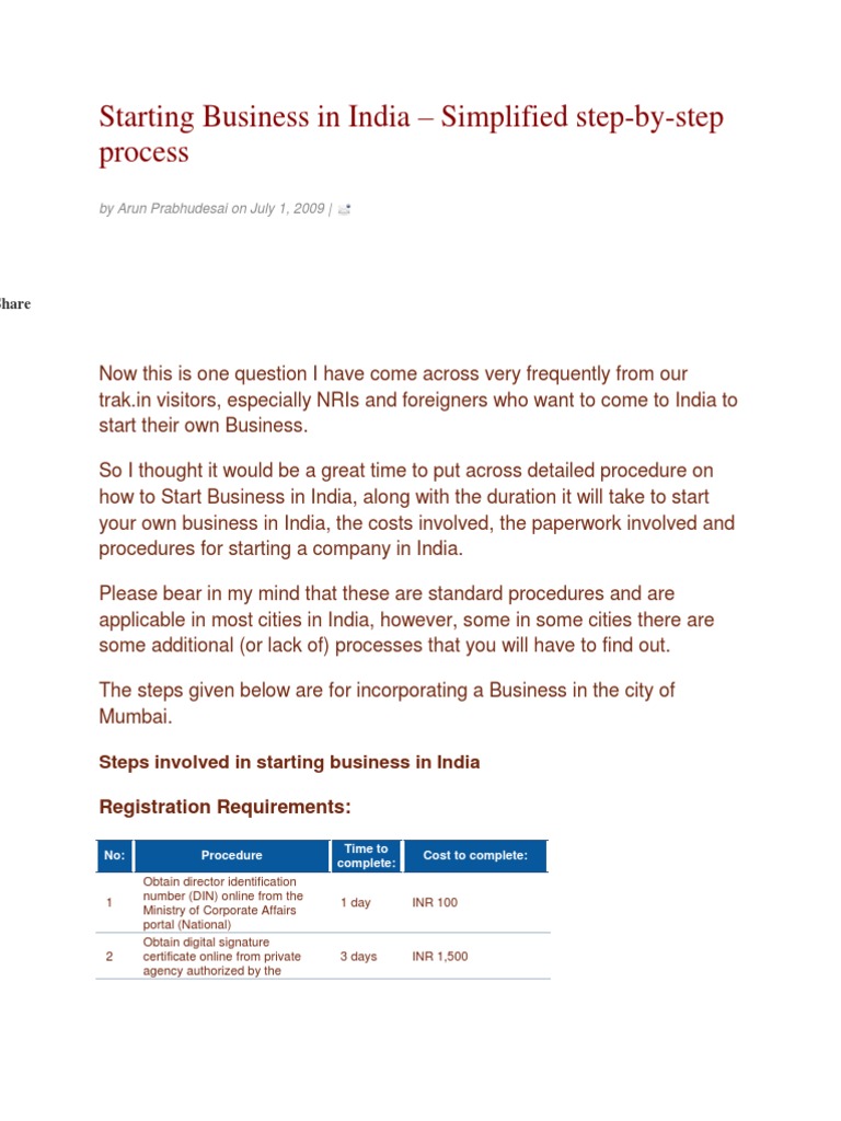 Starting Business in India | PDF | Payments | Government Finances