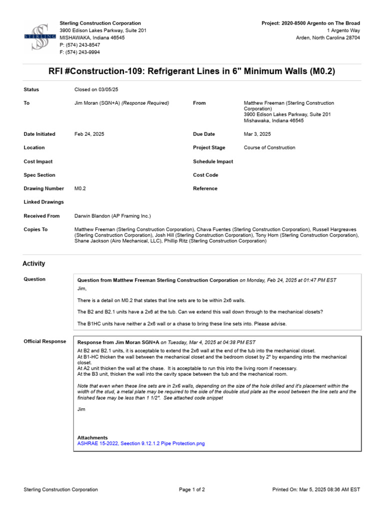 RFI #109: Refrigerant Line Guidance | PDF | Building | Building Technology
