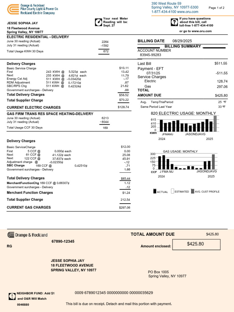 Utility Bill Summary for 2025 | PDF | Power (Physics) | Electric Power