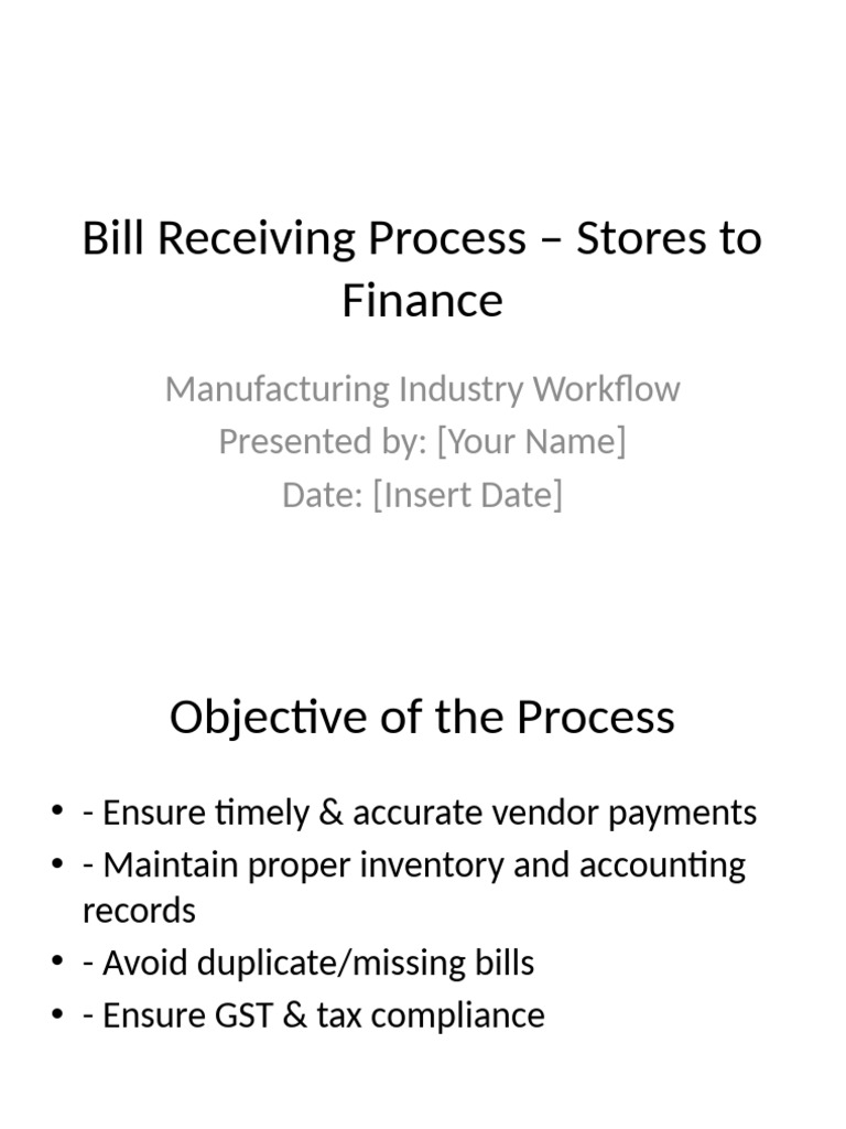 Bill Receiving Process in Manufacturing | PDF