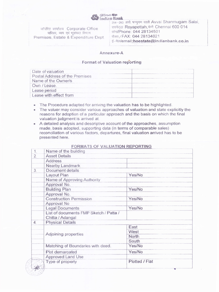 IB Assest Report Format | PDF