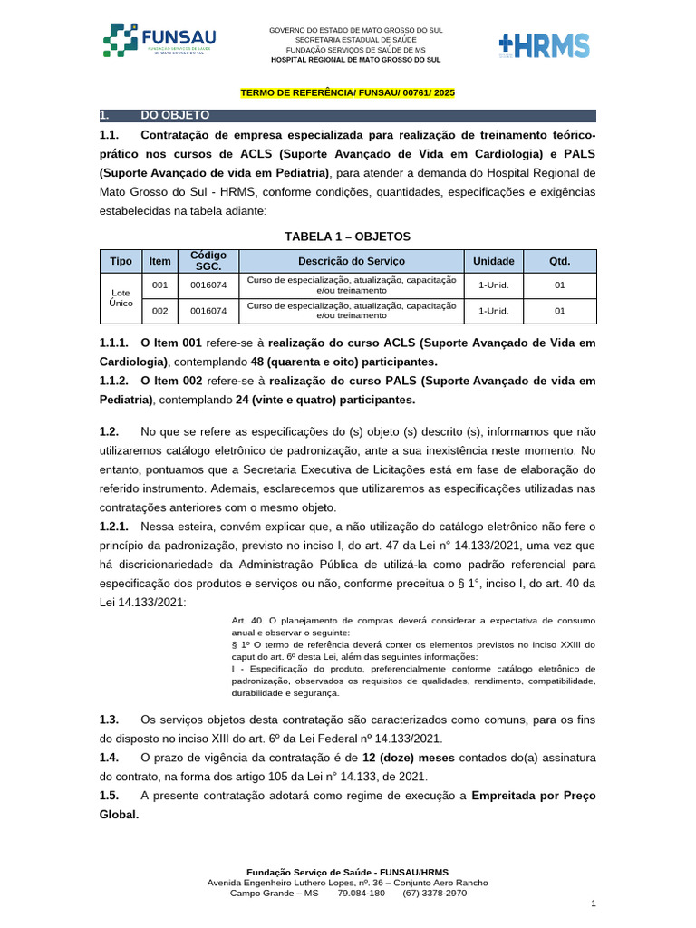 Treinamento em ACLS e PALS no MS | PDF | Unidade de Tratamento ...