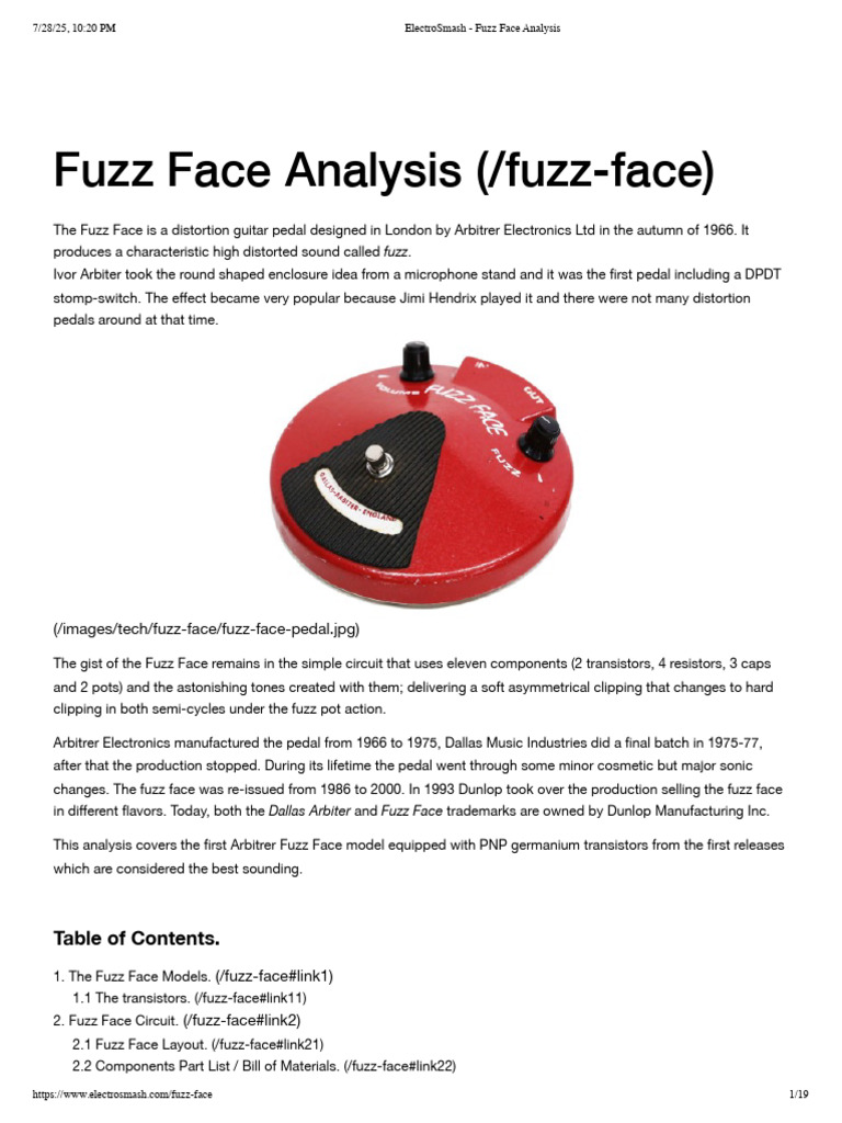 Fuzz Face Circuit Analysis and Schematic | PDF | Amplifier | Electricity