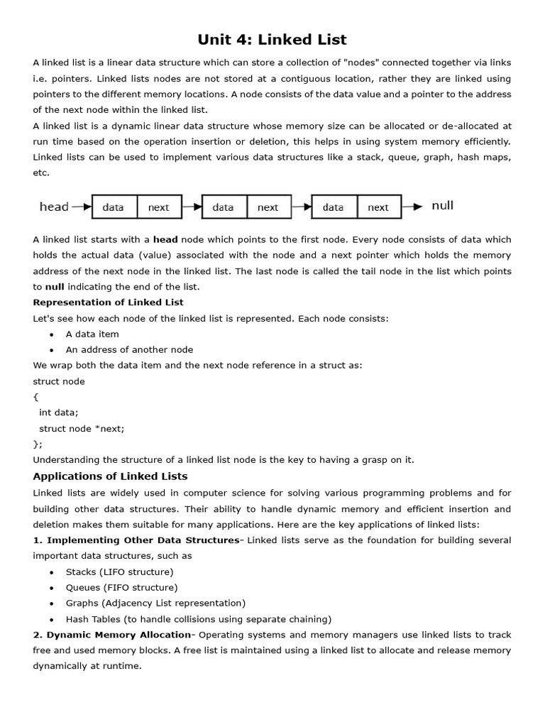 Understanding Linked Lists in Data Structures | PDF | Pointer (Computer ...