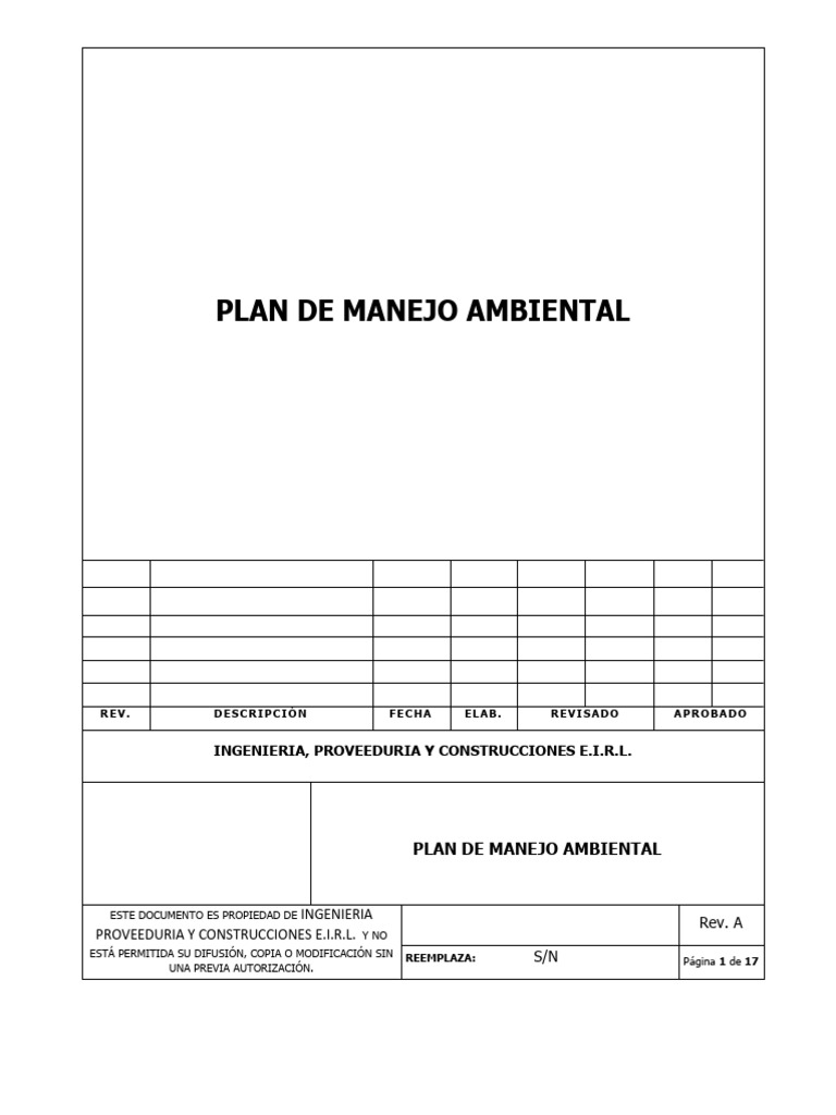 Plan de Manejo Ambiental - IPC | PDF | Residuos | Contaminación