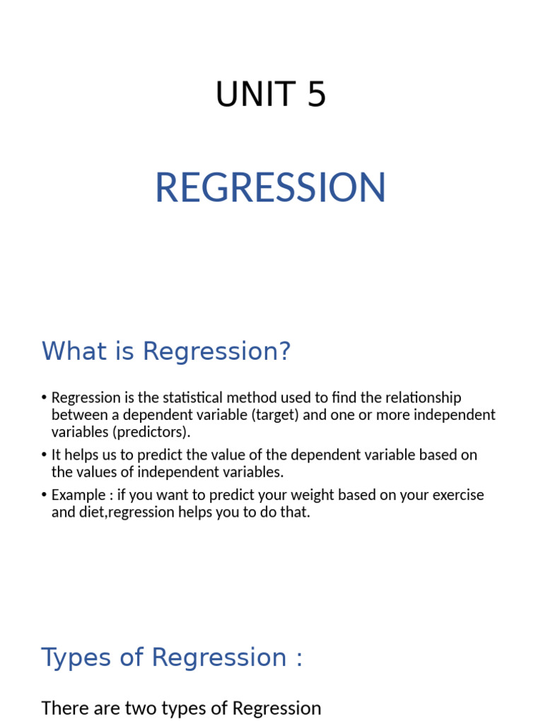 Unit 5: Regression | PDF