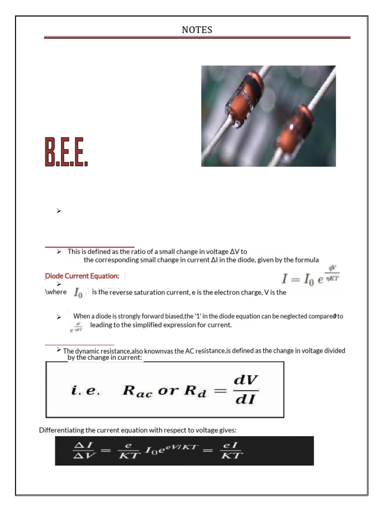 Diode Resistance and Specifications Explained | PDF | Diode ...