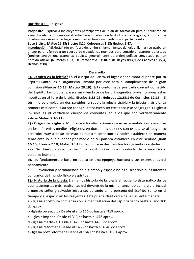 Doctrina de la Iglesia: Fundamentos y Objetivos | PDF | Iglesia ...