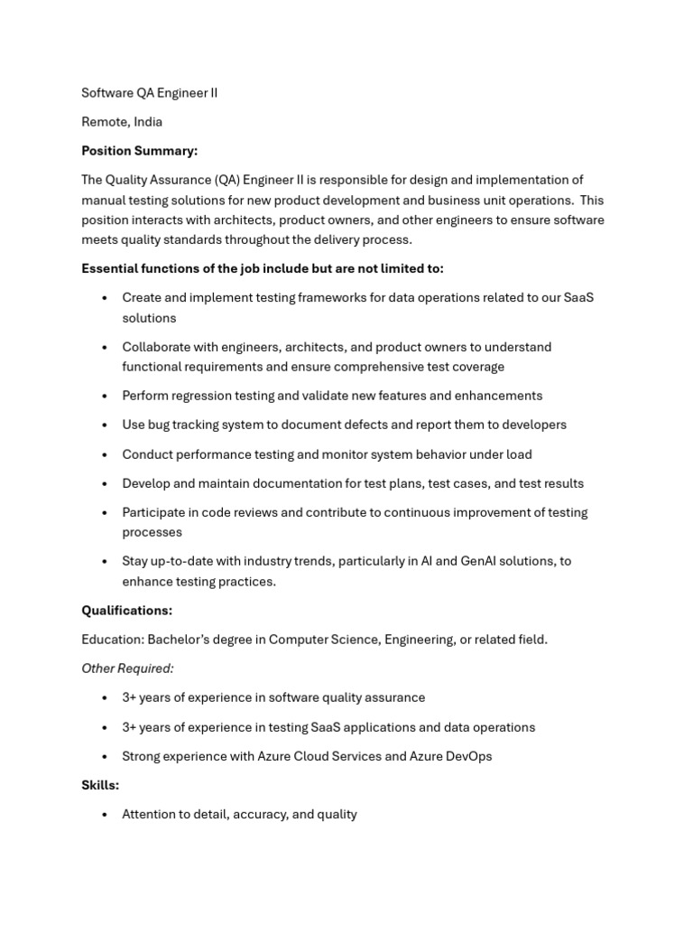 Software QA Engineer II | PDF