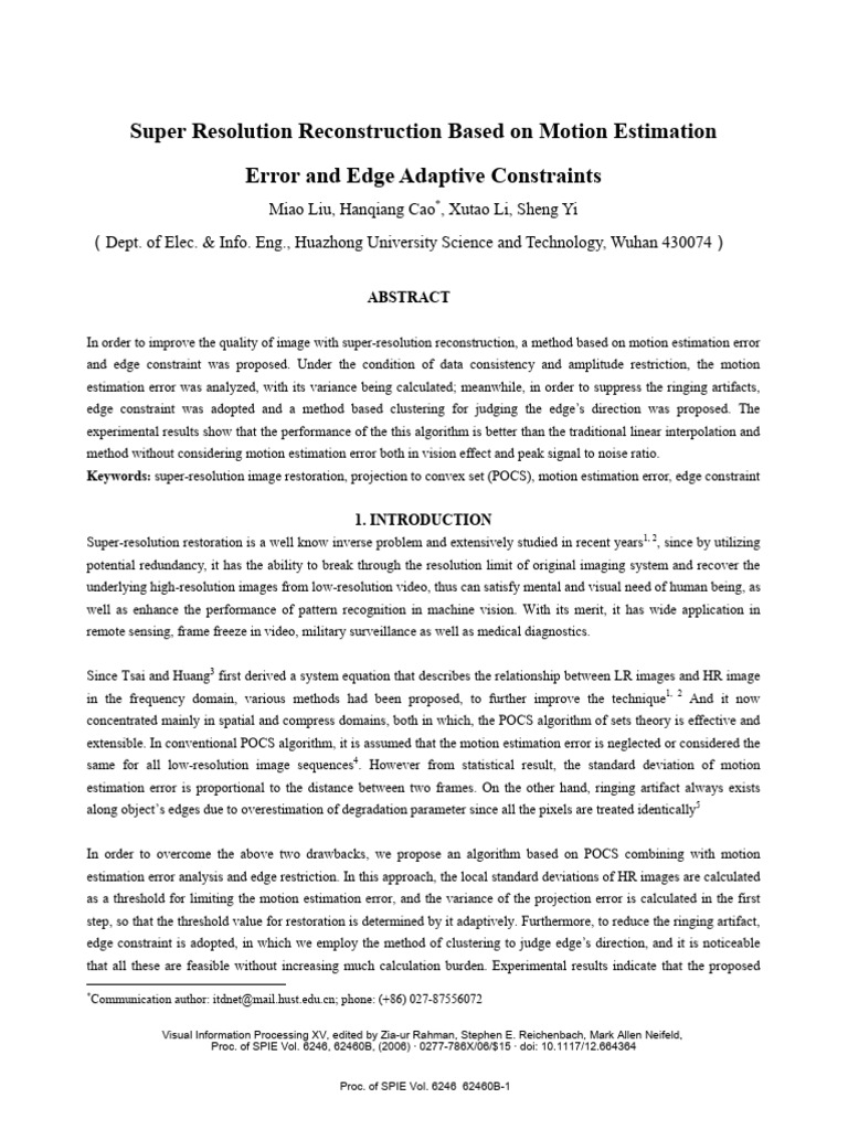 Super-Resolution via Motion Estimation | PDF | Image Resolution ...