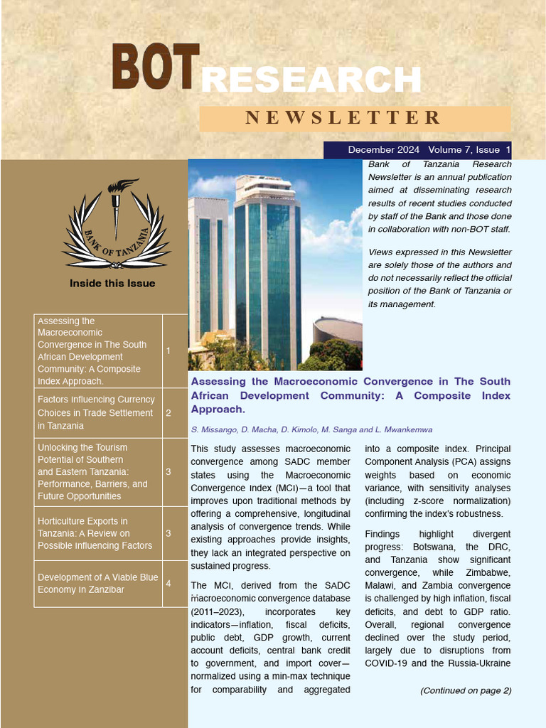 Research Newsletter - 2024 | PDF | Macroeconomics | Tanzania