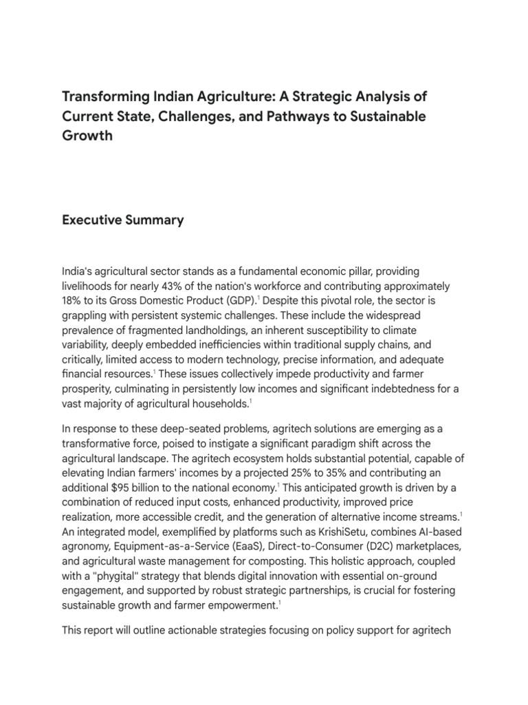 Challenges and Solutions in Indian Agriculture | PDF | Smallholding ...