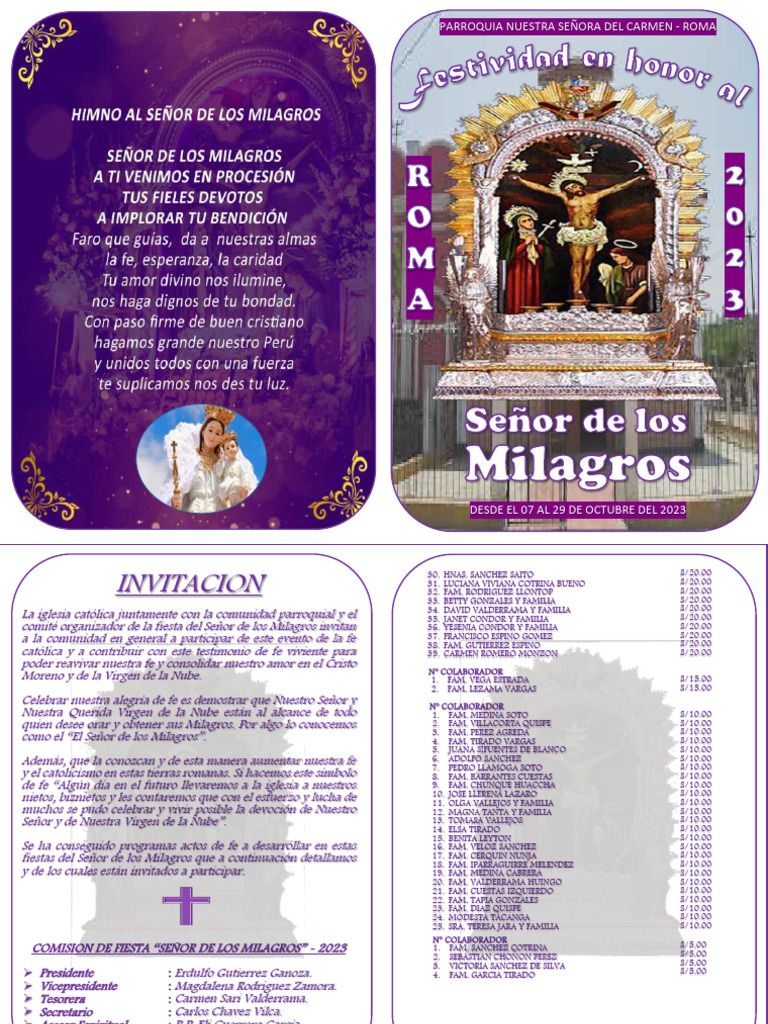 Fiesta del Señor de los Milagros 2023 | PDF | Rosario | Iglesia Católica
