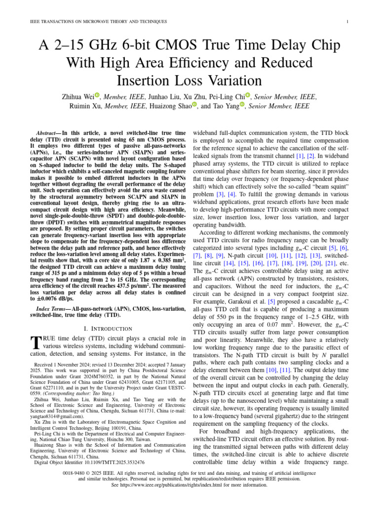 6-Bit CMOS True Time Delay Chip Design | PDF | Inductor | Inductance