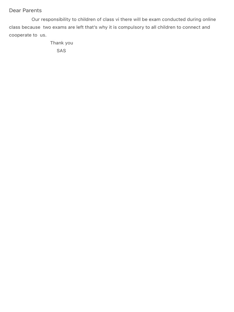 Dear Parents | PDF