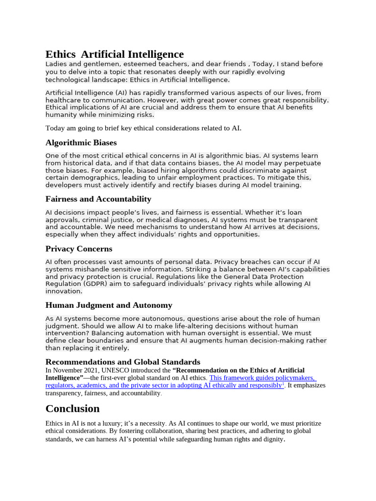 Ethics in Artificial Intelligence Explained | PDF | Artificial ...