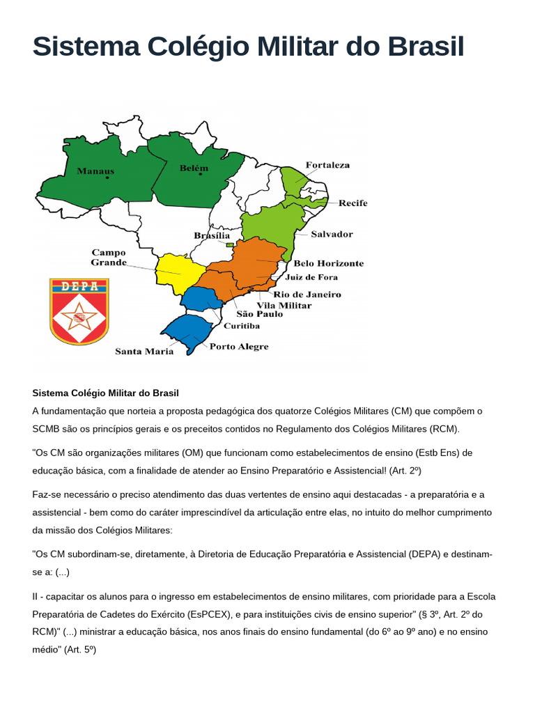 Sistema Colégio Militar Do Brasil | PDF | Faculdade