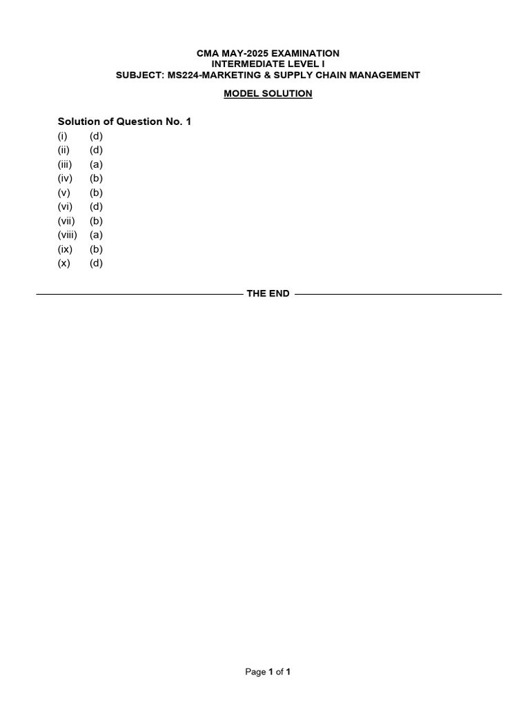 Ms224. MSM (Il-I) Solution Cma May-2025 Exam. | PDF