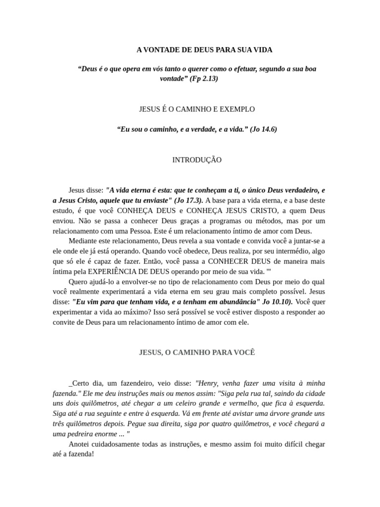Conhecendo a Vontade de Deus em Jesus | PDF | Abraão | Deus