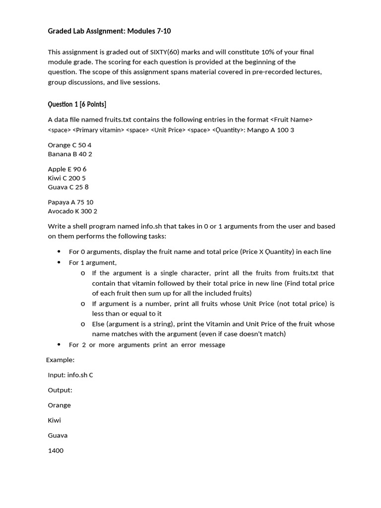 Graded Lab Assignment: Shell Scripts & C Programs | PDF | Computer File ...