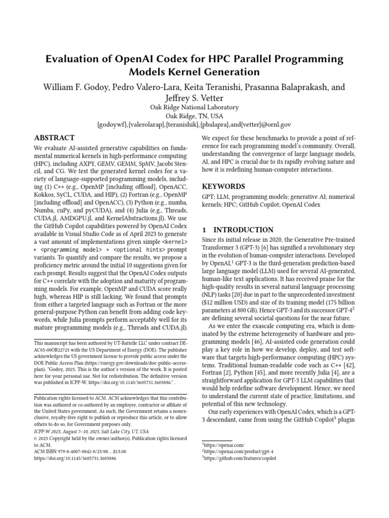 OpenAI Codex for HPC Kernel Generation | PDF | Computer Programming ...