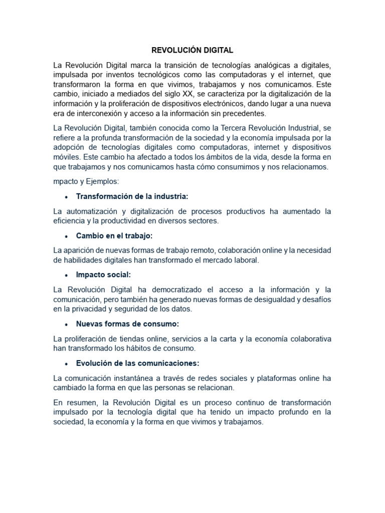 Impacto de la Revolución Digital | PDF