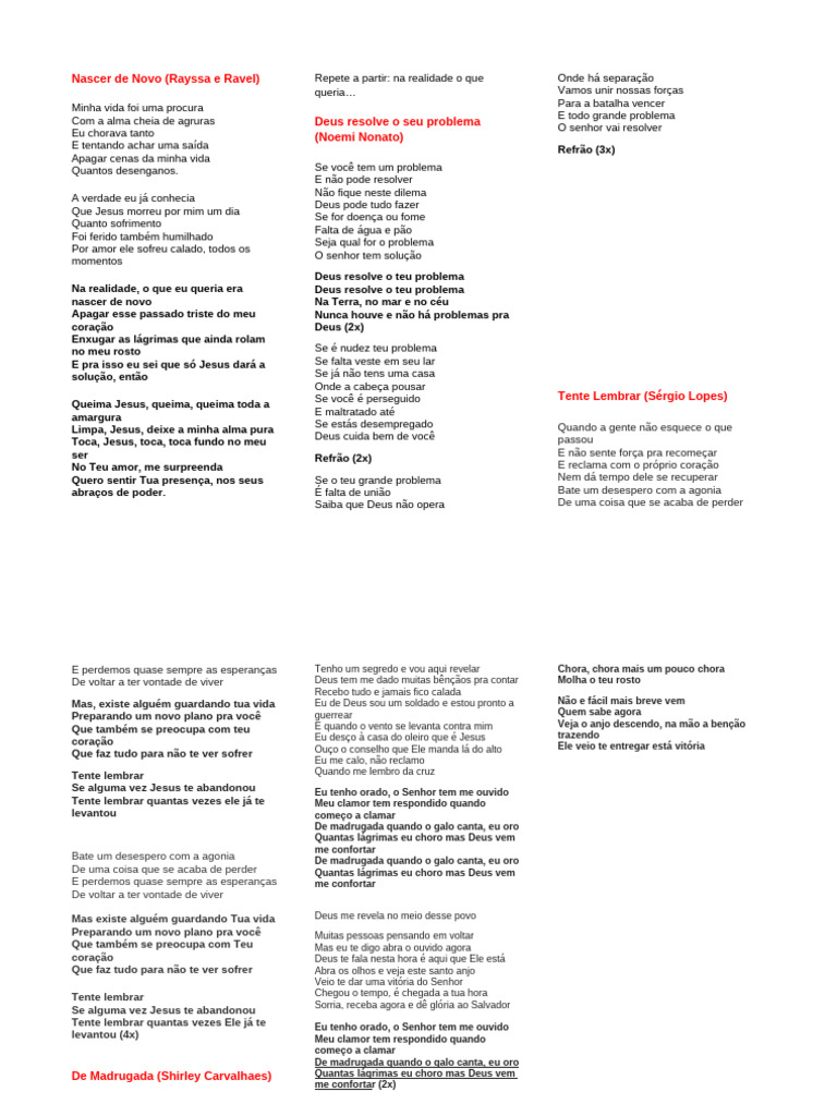 Letra "Nascer de Novo" - Rayssa e Ravel | PDF | Jesus | Deus