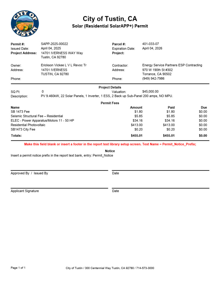 Tustin CA Residential Solar Permit 2025 | PDF | Photovoltaic System ...