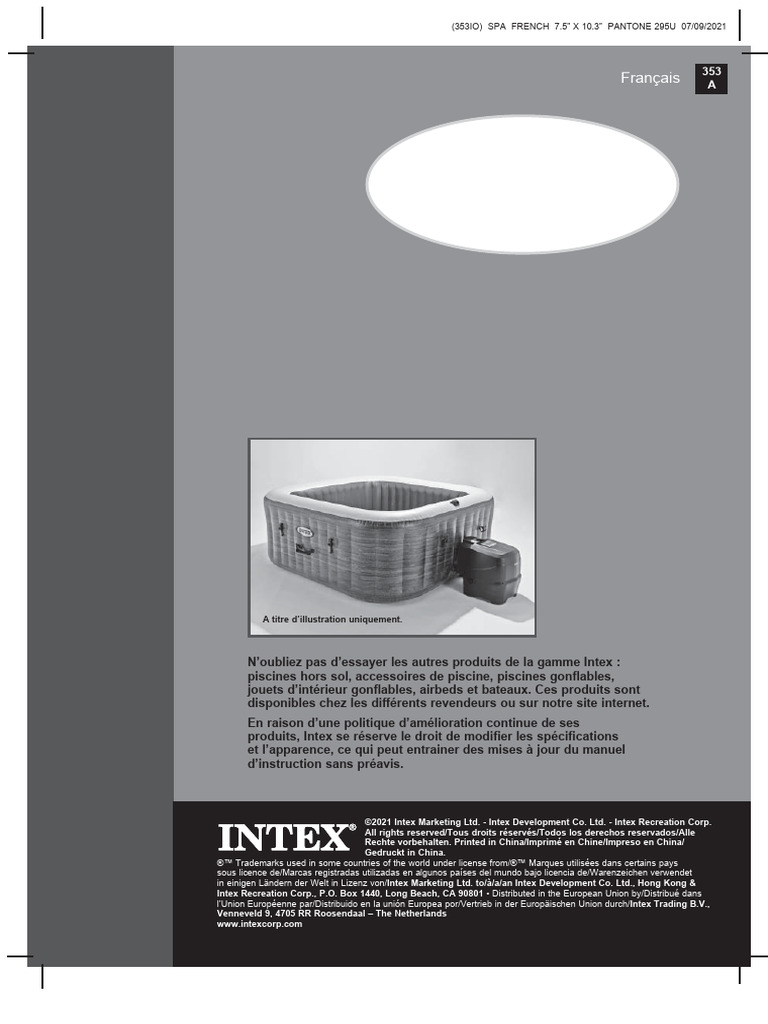 Notice Spa Intex 6 Places