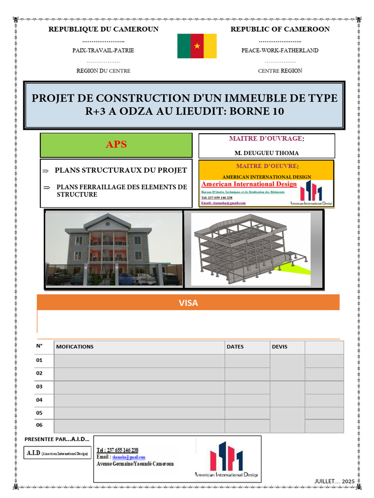 Plans de structure pour immeuble R+3 Odza | PDF