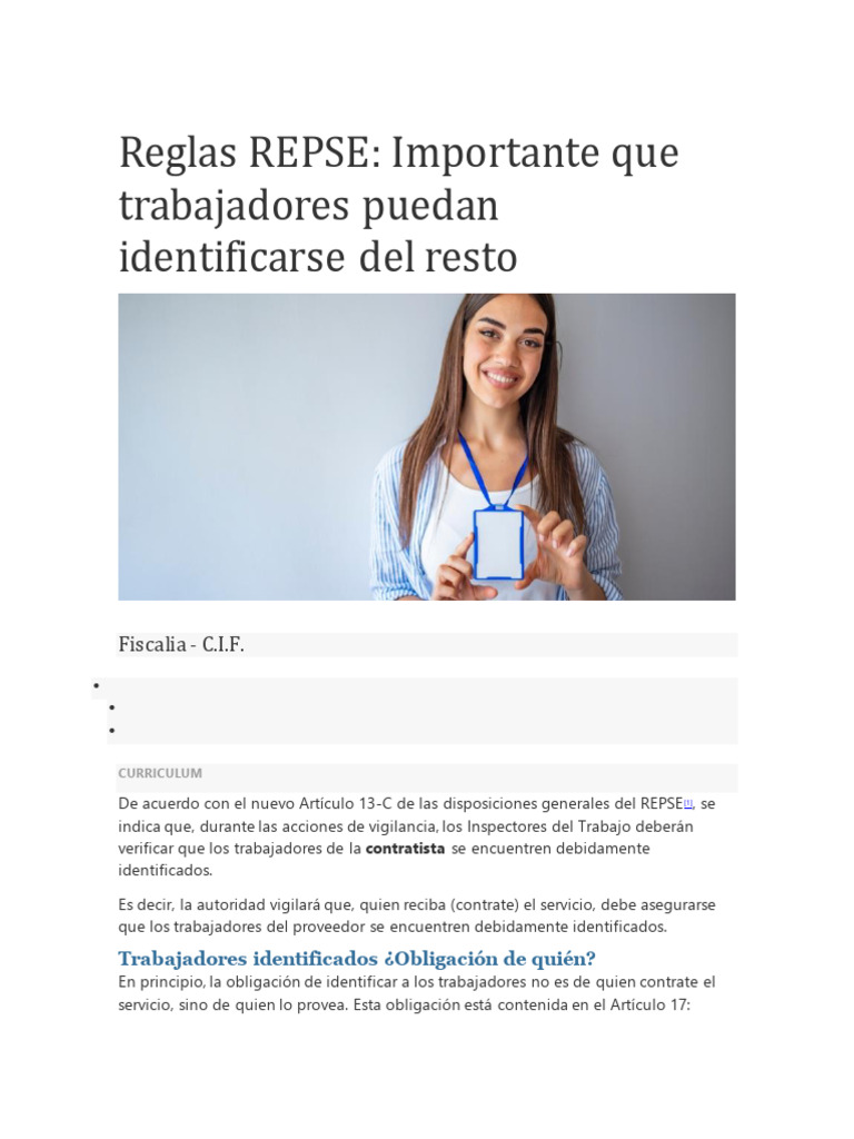 Identificación de Trabajadores en REPSE | PDF | Outsourcing | Multa (pena)