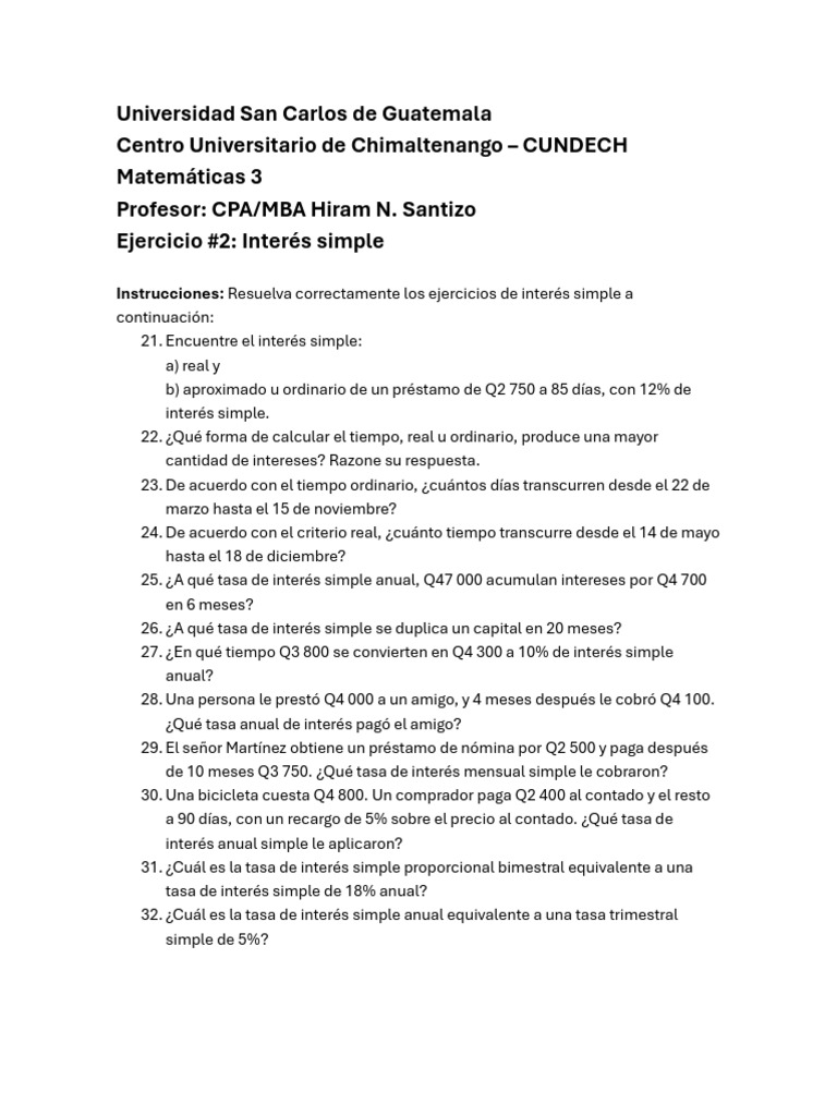 Ejercicio 2 Int Simple | PDF | Economias