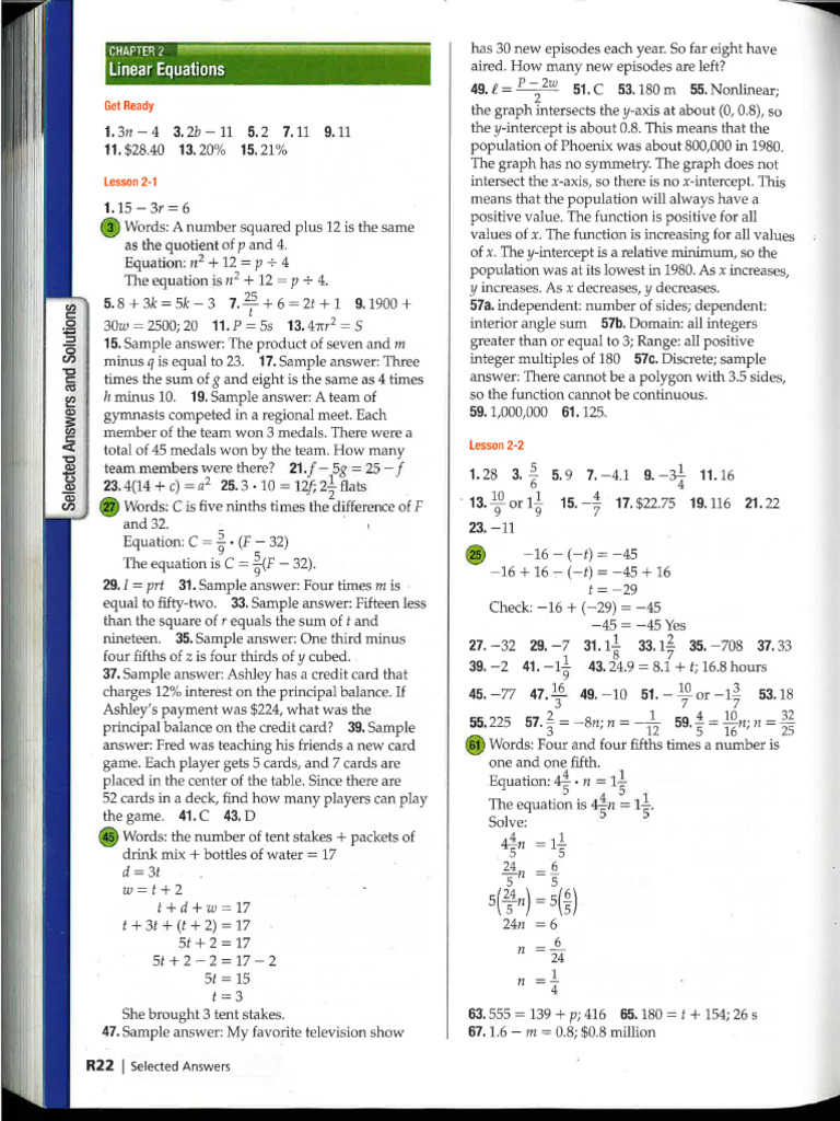 A1 Chapter 2 Text Answer Key | PDF