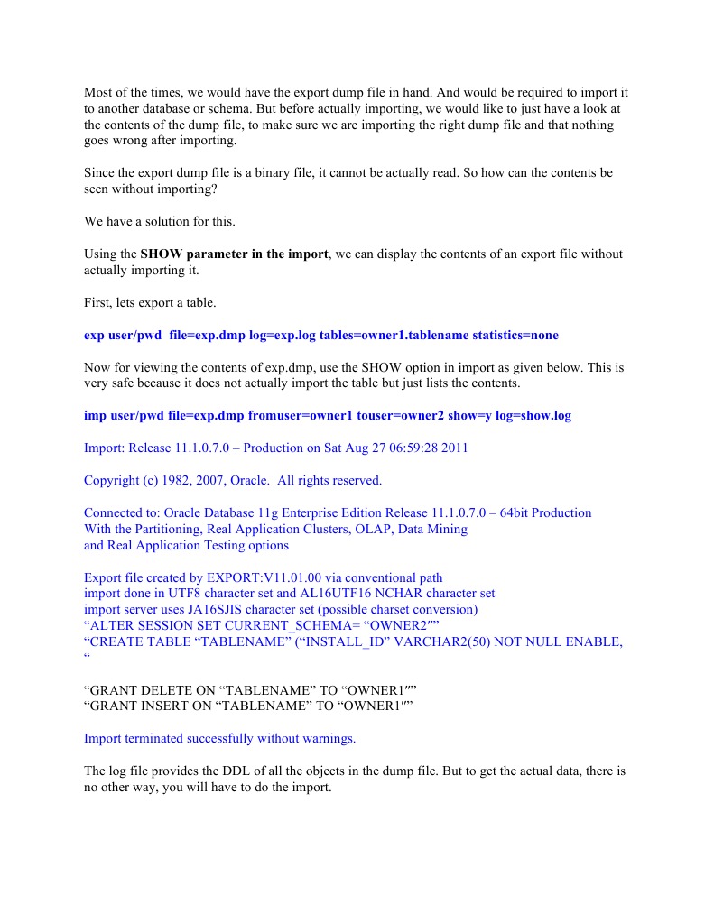 Export Import SHOW | PDF | Database Schema | Databases