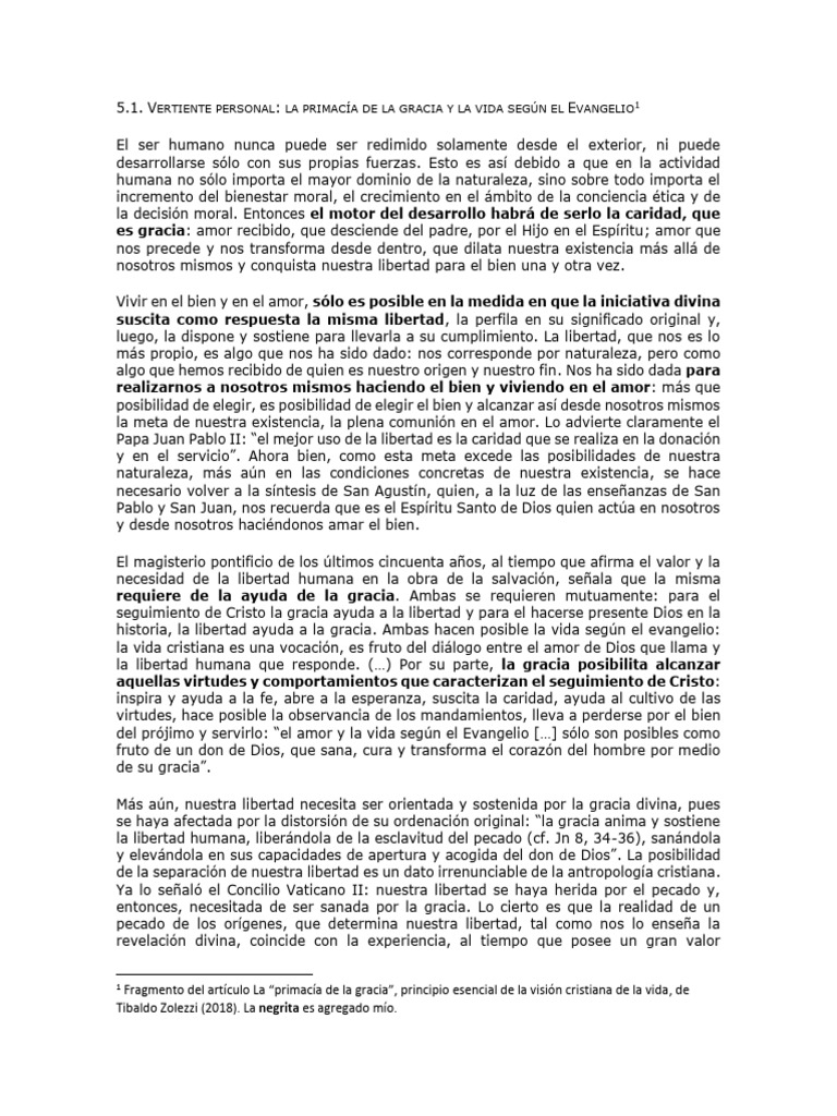 Primacía de la Gracia en la Vida Cristiana | PDF | Gracia divina | Amor